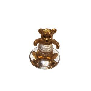 Lencia Swarovski Austria Star Collection Mini Bear Figurine 22 KT Gold Plated